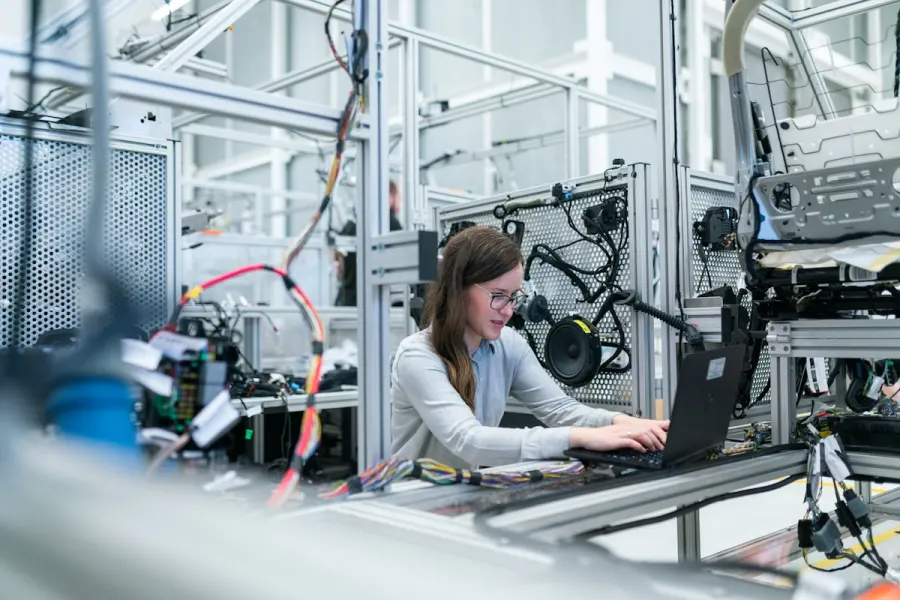 Engineer in a modern factory